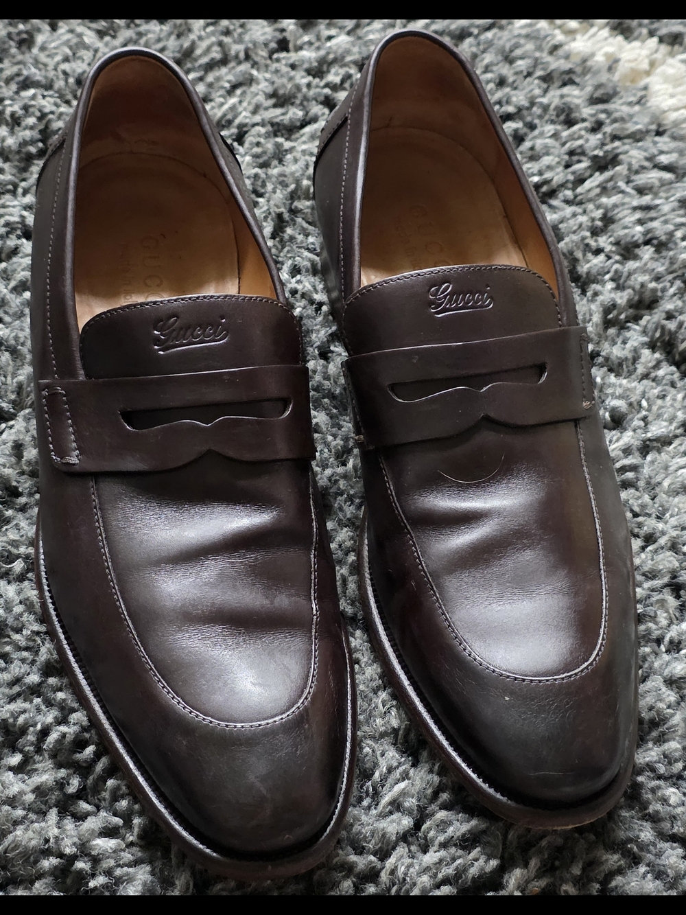 Gucci Dark Brown Leather Penny Loafers - Picture 7 of 16